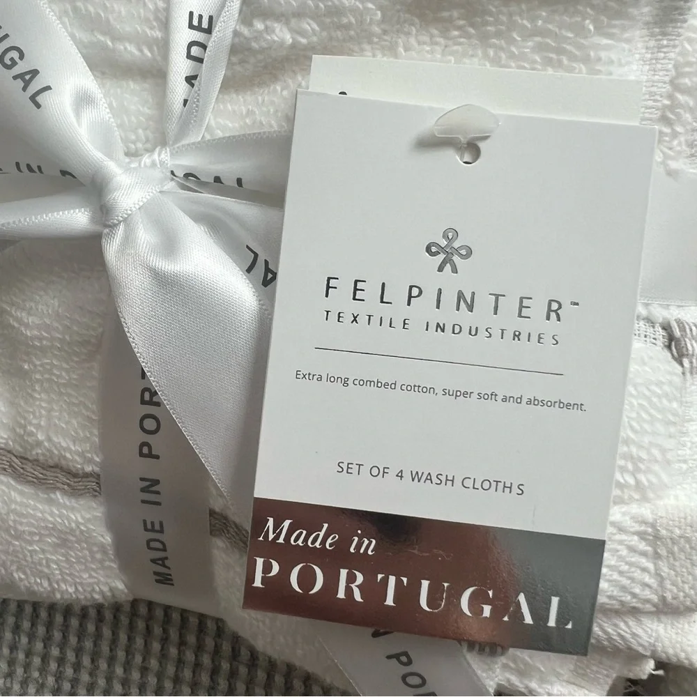 NEW FELPINTER 6 pc. Luxury White Towel Set Hand Towels + Wash Cloths